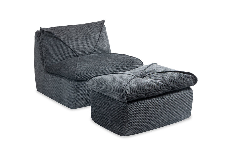 BRADLEY ACCENT CHAIR AND OTTOMAN DARK GREY