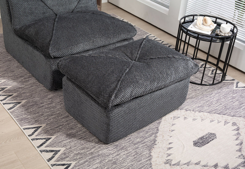 BRADLEY ACCENT CHAIR AND OTTOMAN DARK GREY