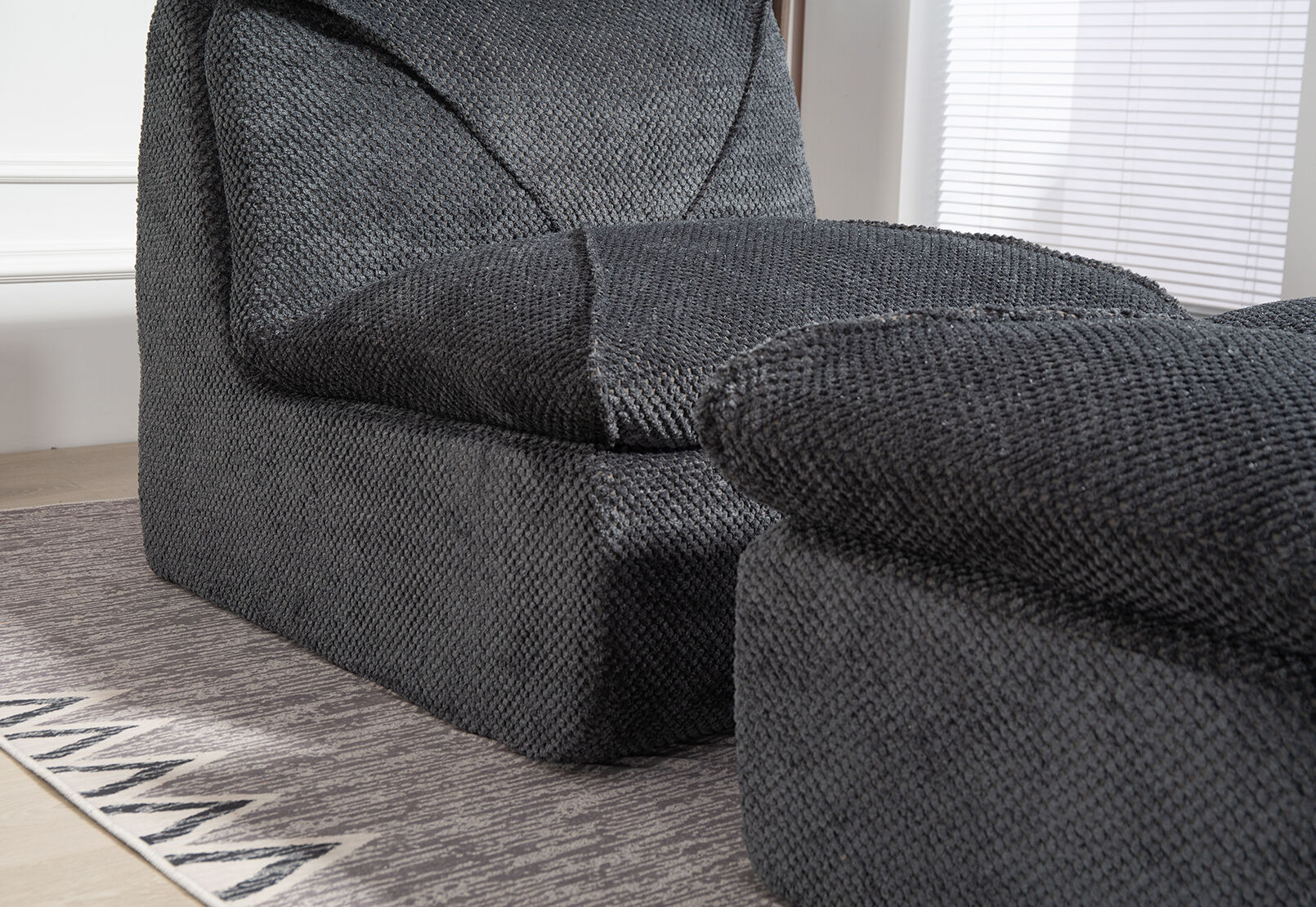 BRADLEY ACCENT CHAIR AND OTTOMAN DARK GREY