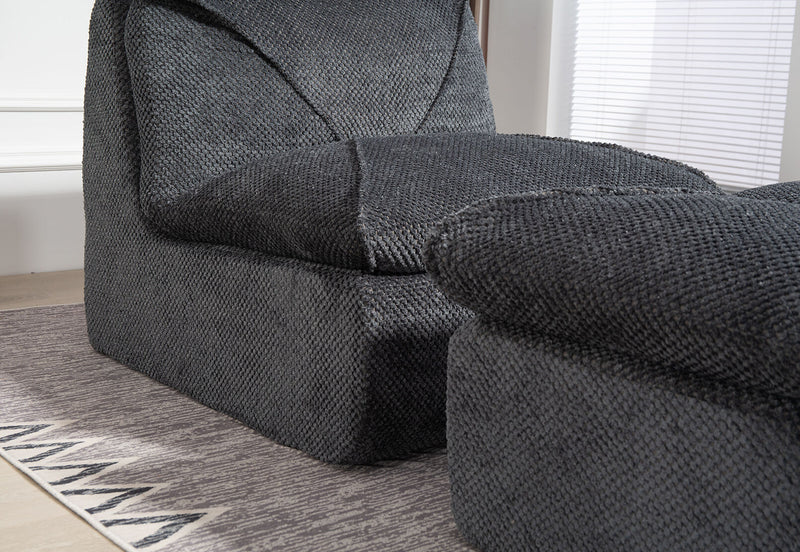 BRADLEY ACCENT CHAIR AND OTTOMAN DARK GREY