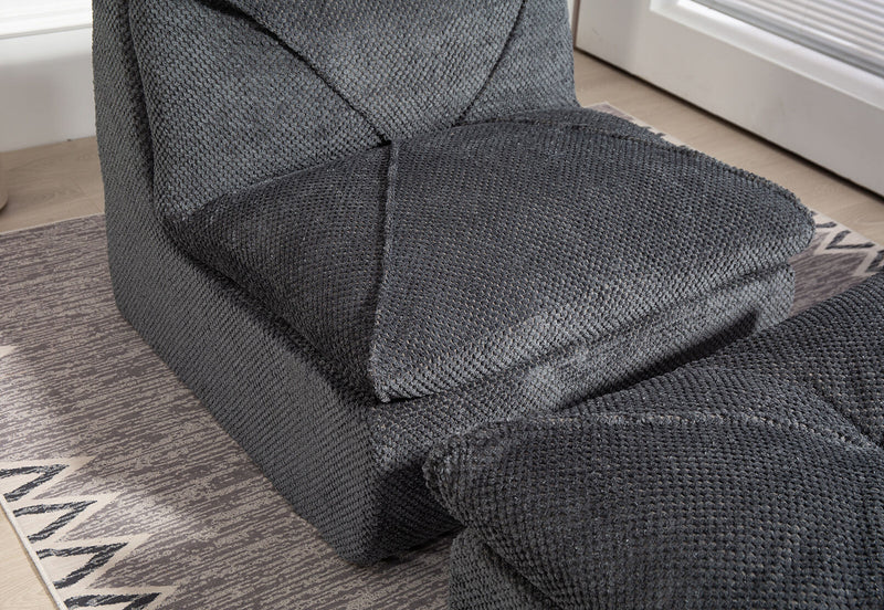 BRADLEY ACCENT CHAIR AND OTTOMAN DARK GREY