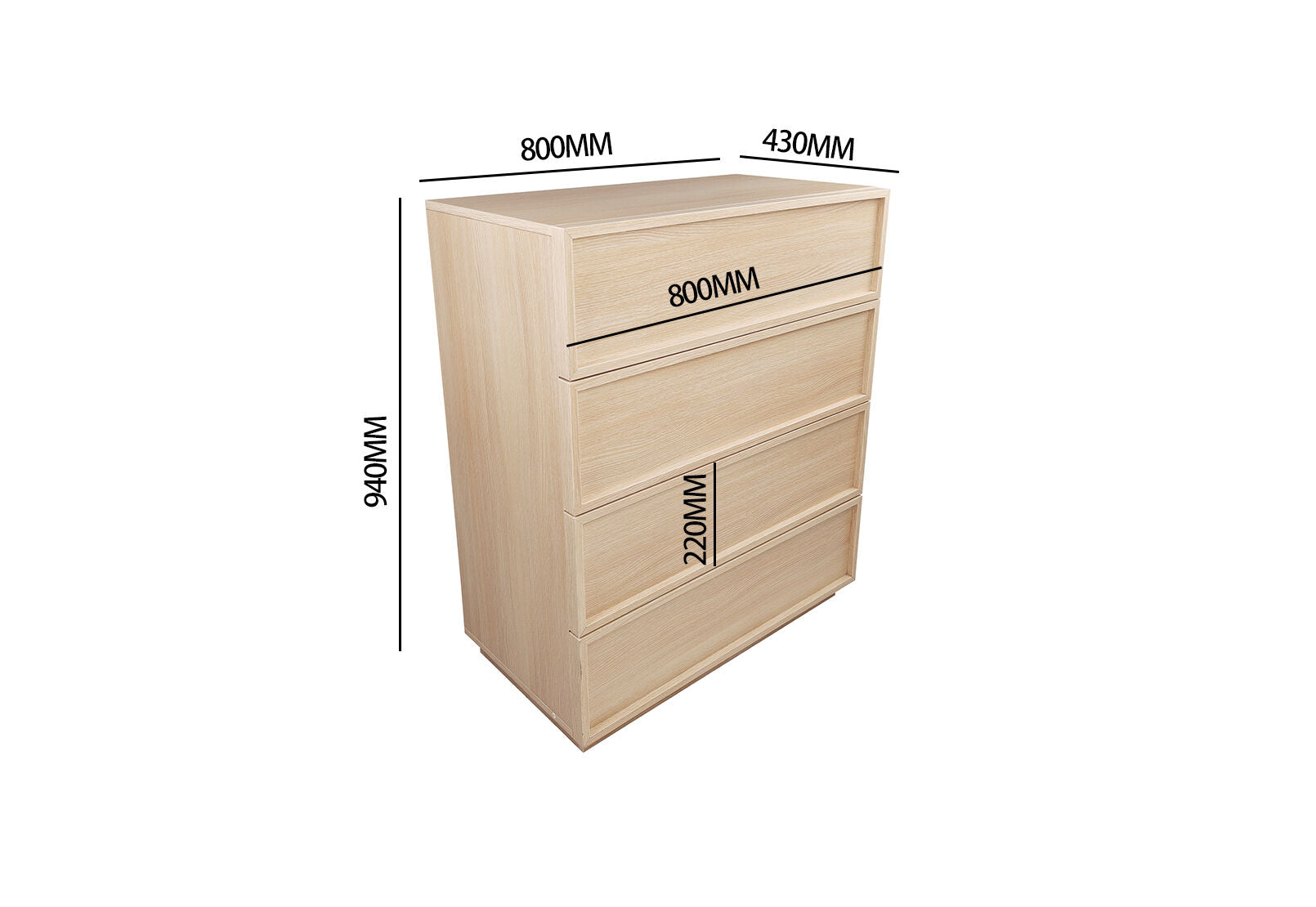 WATKINS 4 DRAWER TALL CHEST NATURAL