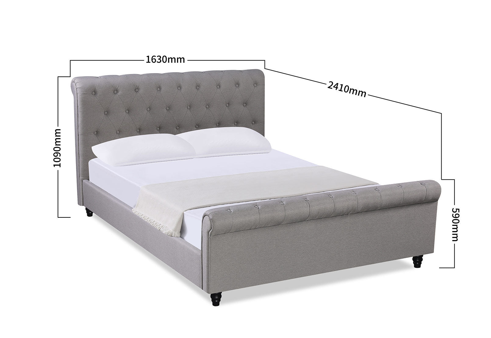 BRIELLE QUEEN BED LIGHT GREY