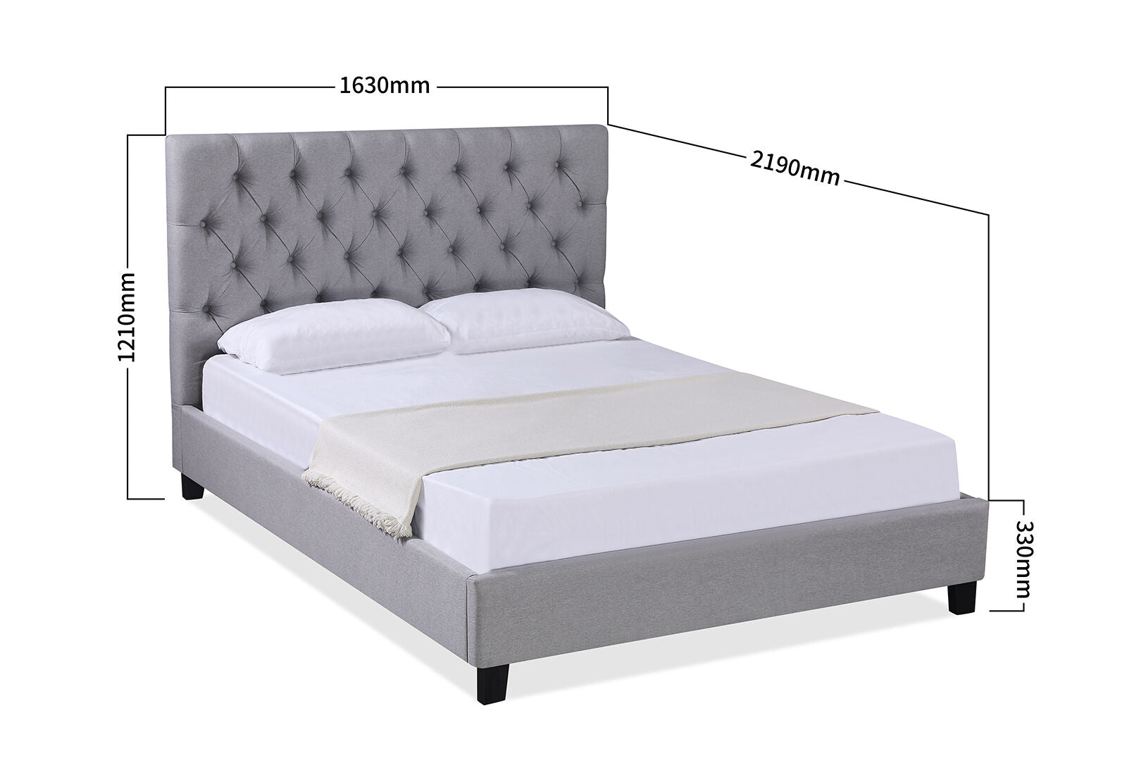 PAISLEE QUEEN BED GREY