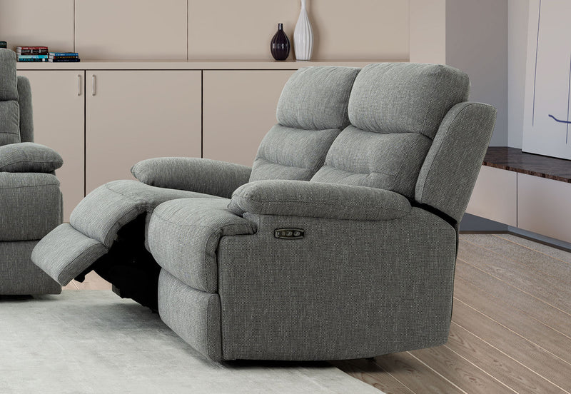ANSELM FABRIC 2 SEATER WITH INBUILT ELECTRIC RECLINERS GREY