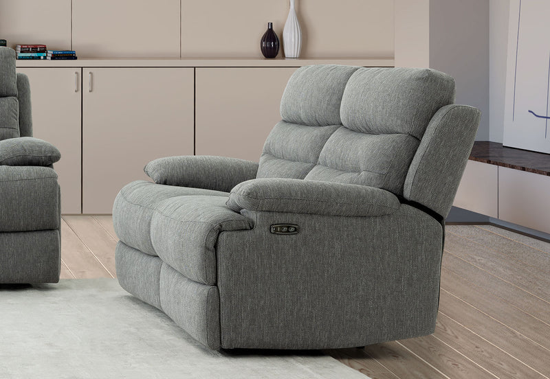 ANSELM FABRIC 2 SEATER WITH INBUILT ELECTRIC RECLINERS GREY