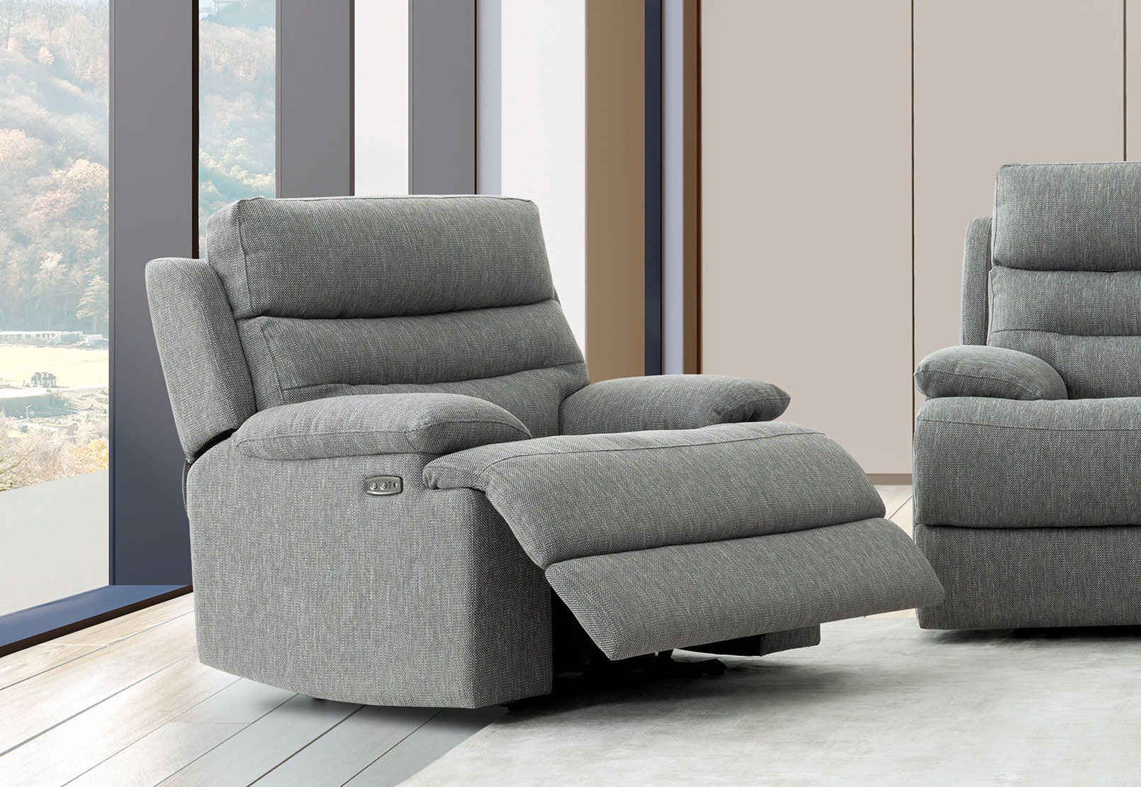 ANSELM FABRIC ELECTRIC RECLINER GREY