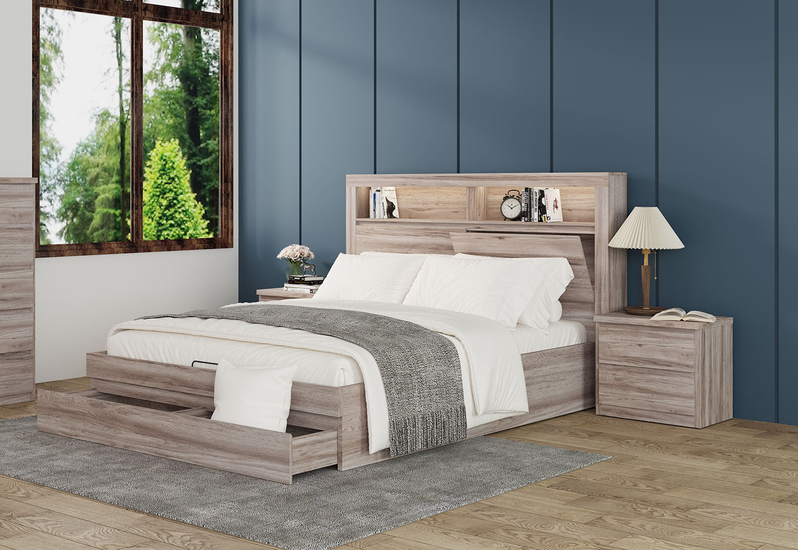 KINCAID QUEEN GAS LIFT BED NATURAL