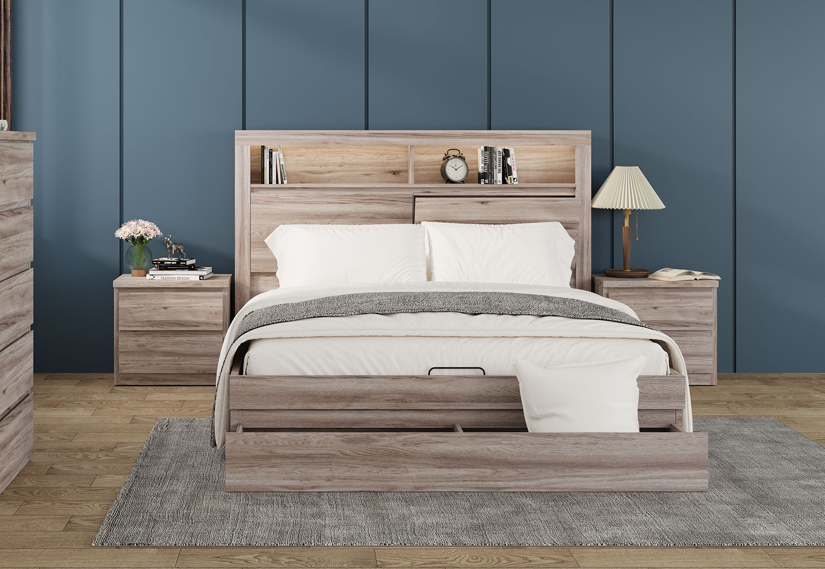 KINCAID QUEEN GAS LIFT BED NATURAL