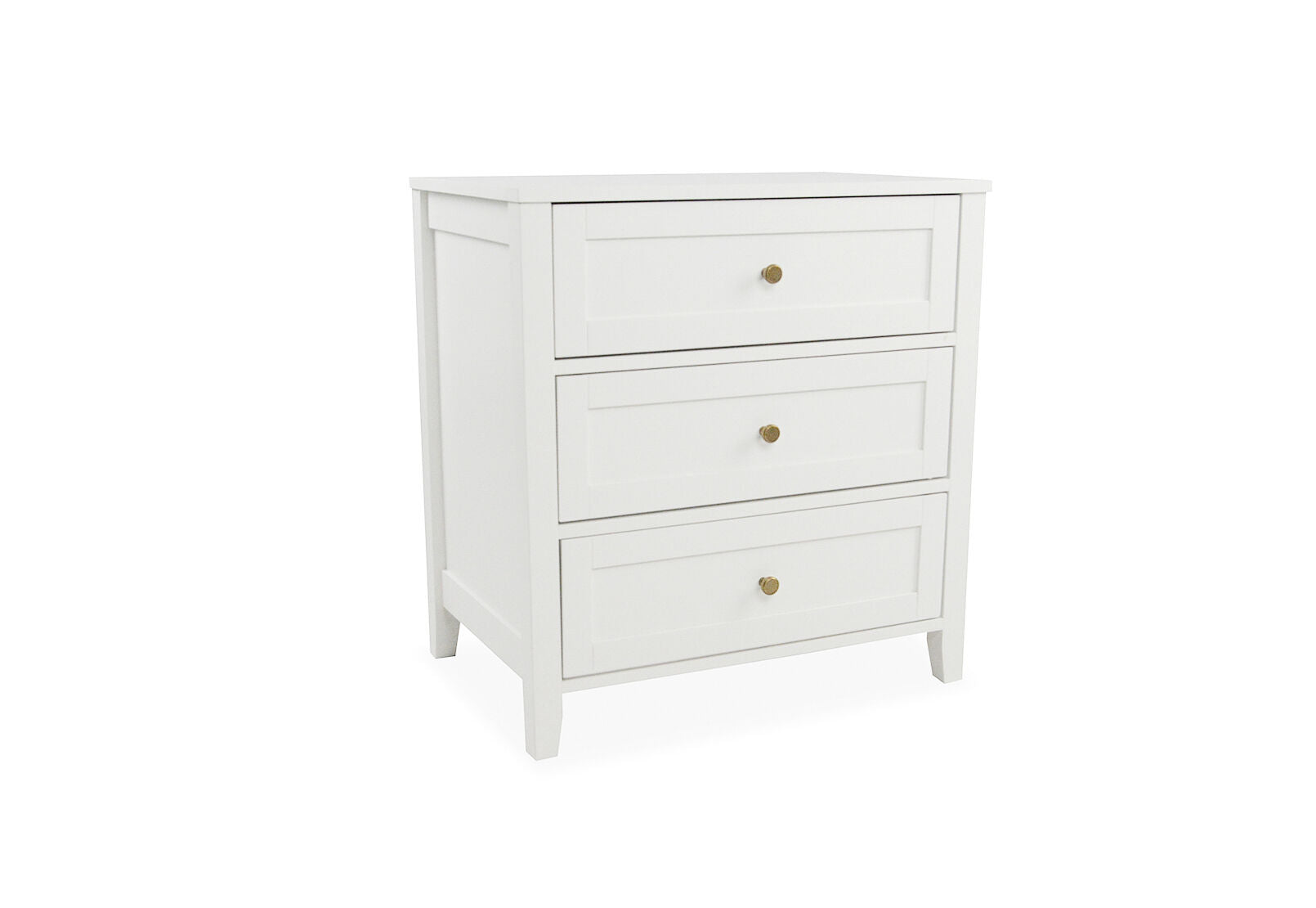 ROBERTSON 3 DRAWER BEDSIDE WHITE