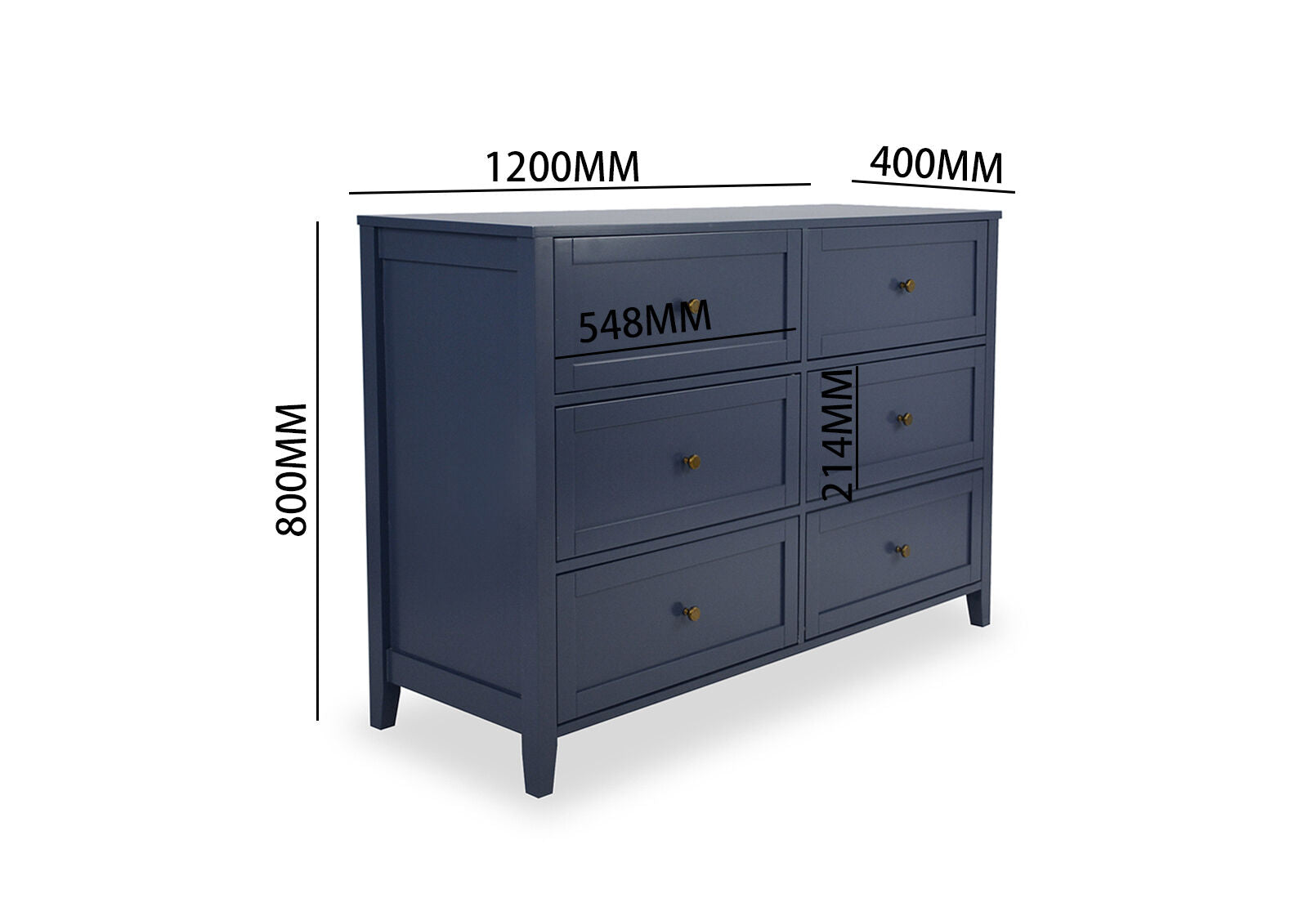 ROBERTSON 6 DRAWER DRESSER NAVY BLUE