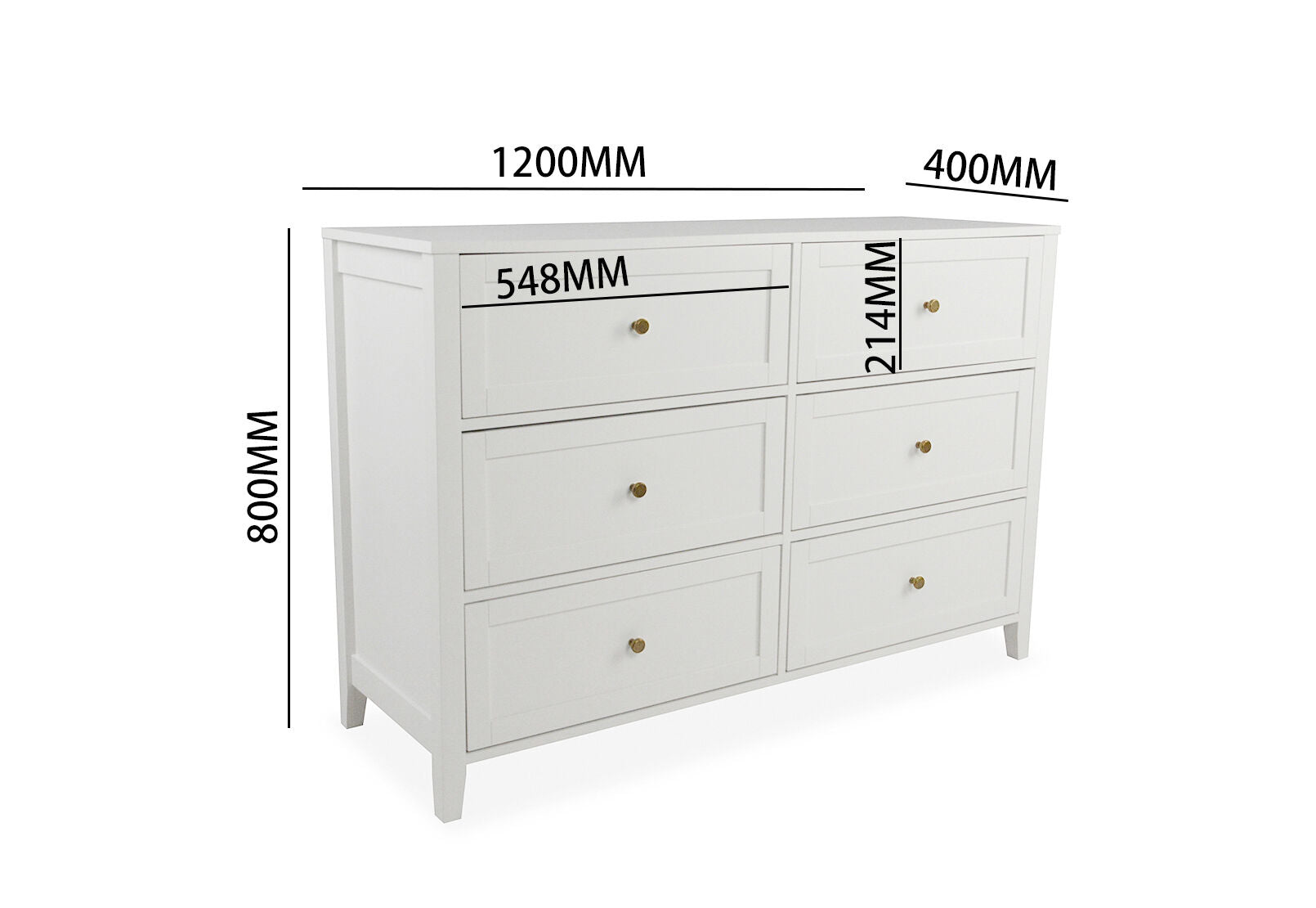 ROBERTSON 6 DRAWER DRESSER WHITE