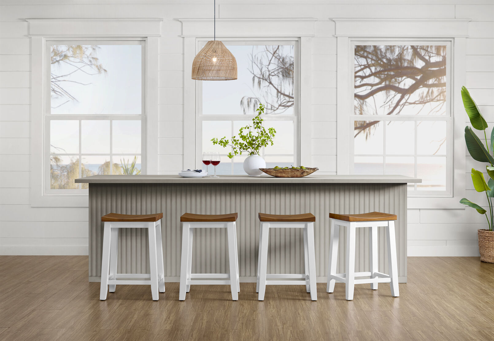 CHARLSBOURG STOOL WHITE/DARK PINE