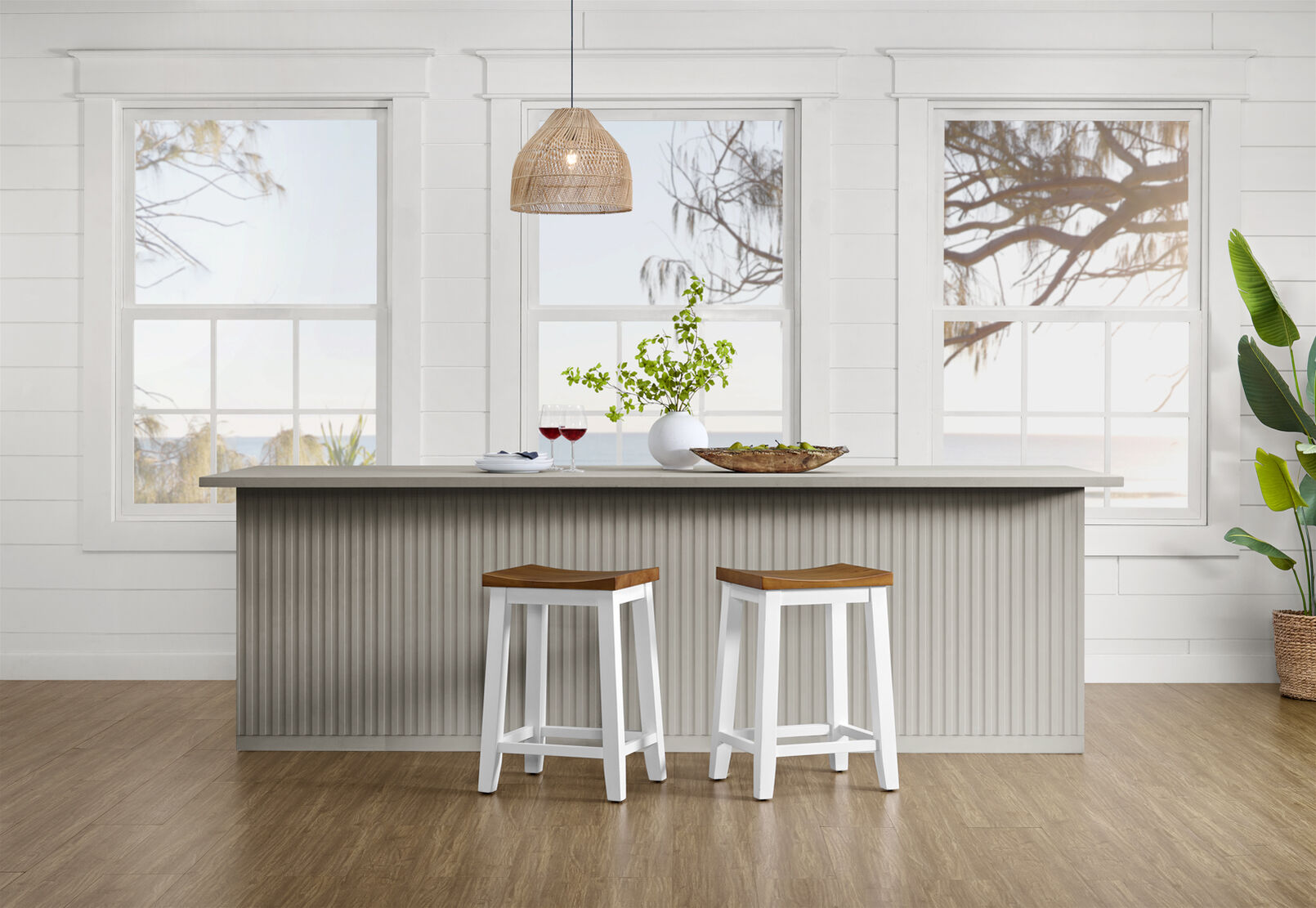 CHARLSBOURG STOOL WHITE/DARK PINE