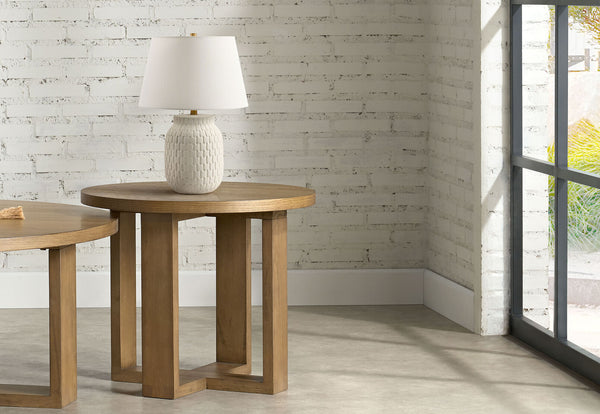 KADEN ROUND LAMP TABLE WALNUT