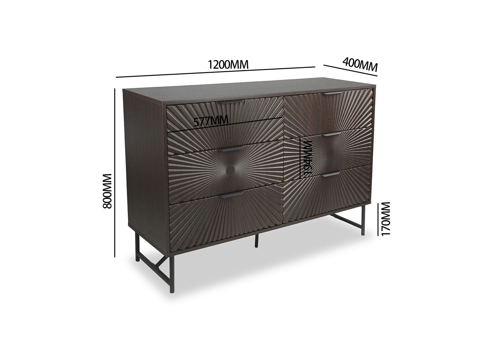 WALLS 6 DRAWER DRESSER WALNUT