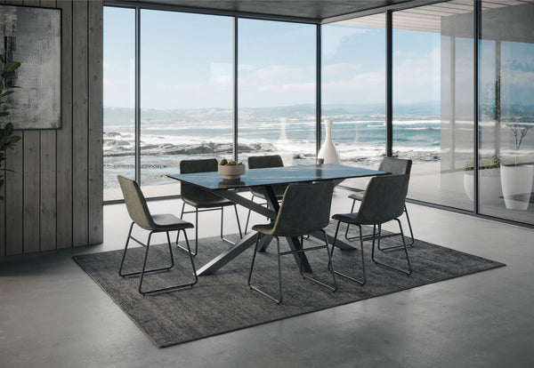 BRONTES 7 PIECE DINING SUITE WITH LOIRE DINING CHAIR  BLACK