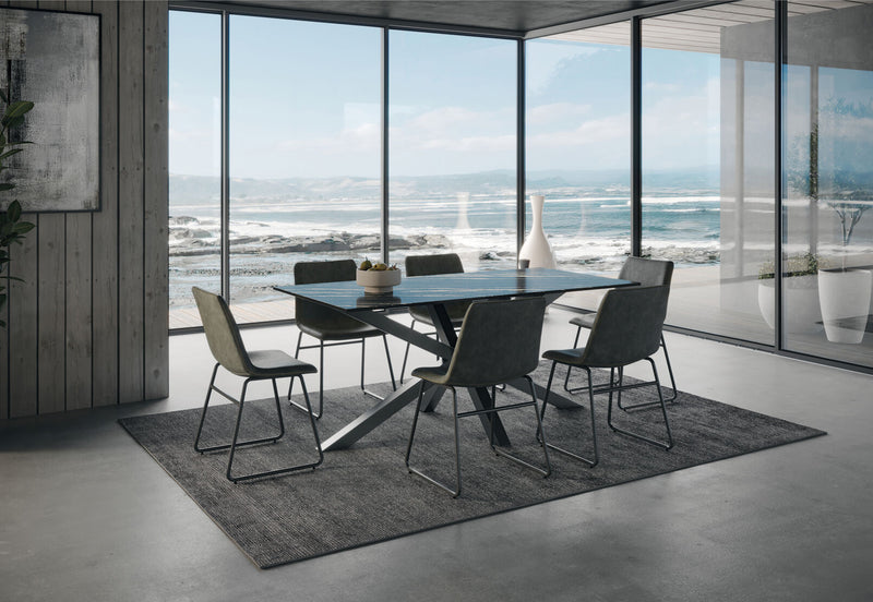 BRONTES 7 PIECE DINING SUITE WITH LOIRE DINING CHAIR  BLACK