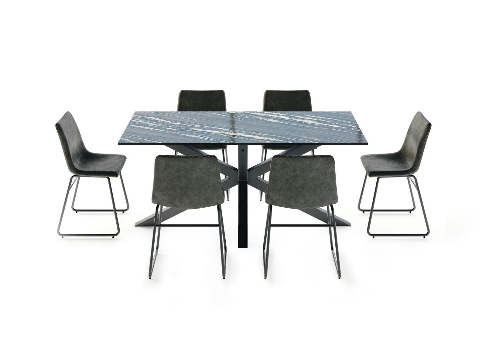 BRONTES 7 PIECE DINING SUITE WITH LOIRE DINING CHAIR  BLACK