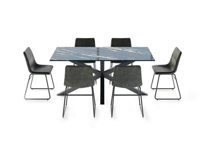 BRONTES 7 PIECE DINING SUITE WITH LOIRE DINING CHAIR  BLACK