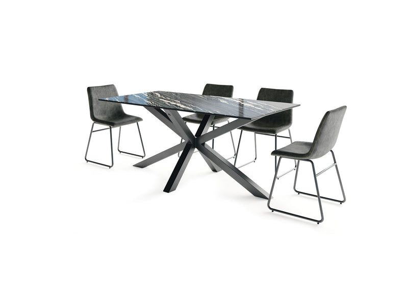 BRONTES 7 PIECE DINING SUITE WITH LOIRE DINING CHAIR  BLACK