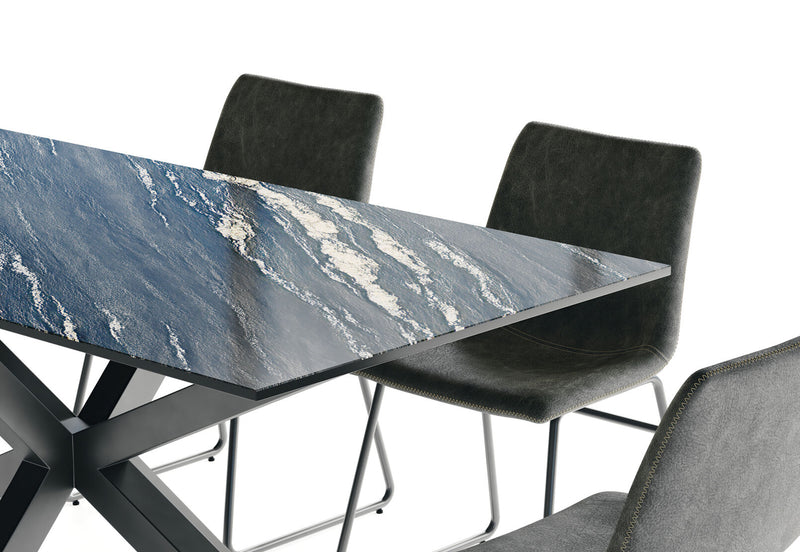 BRONTES 7 PIECE DINING SUITE WITH LOIRE DINING CHAIR  BLACK