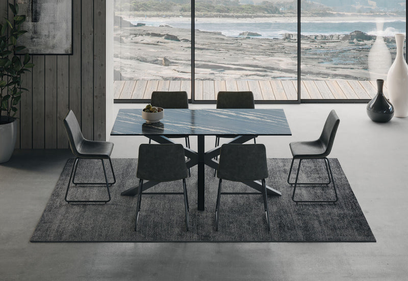 BRONTES 7 PIECE DINING SUITE WITH LOIRE DINING CHAIR  BLACK