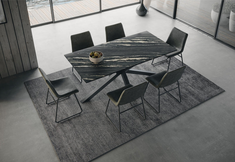 BRONTES 7 PIECE DINING SUITE WITH LOIRE DINING CHAIR  BLACK