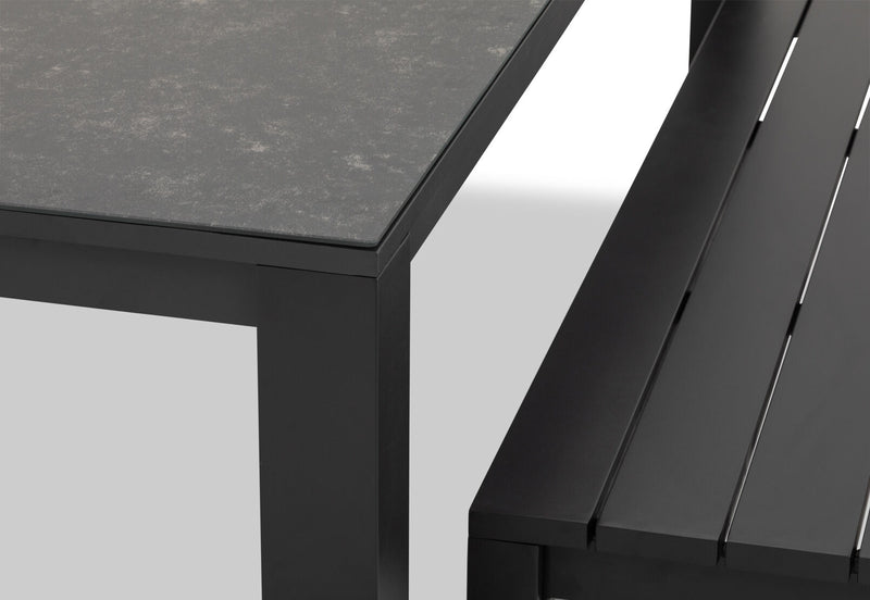 LA PALOMA 3 PIECE OUTDOOR DINING TABLE WITH NAVITI BENCH SETTING CHARCOAL