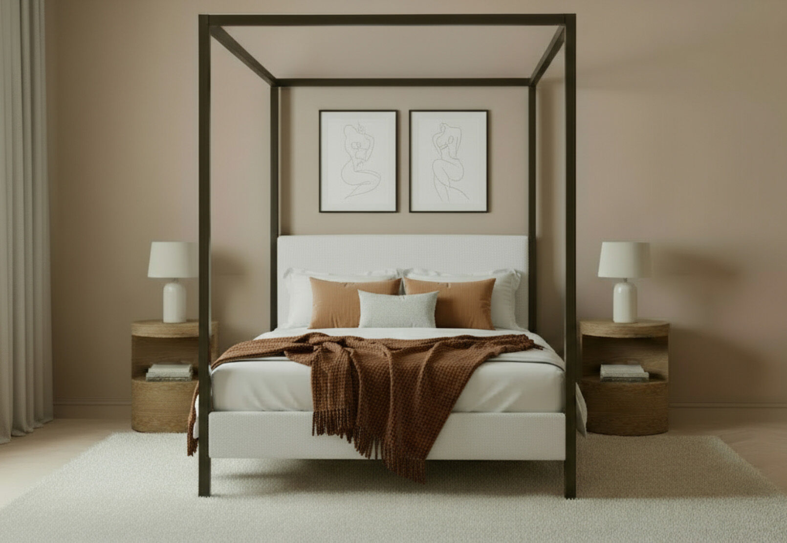 BLAIR 4 POST QUEEN BED ANTIQUE/WHITE