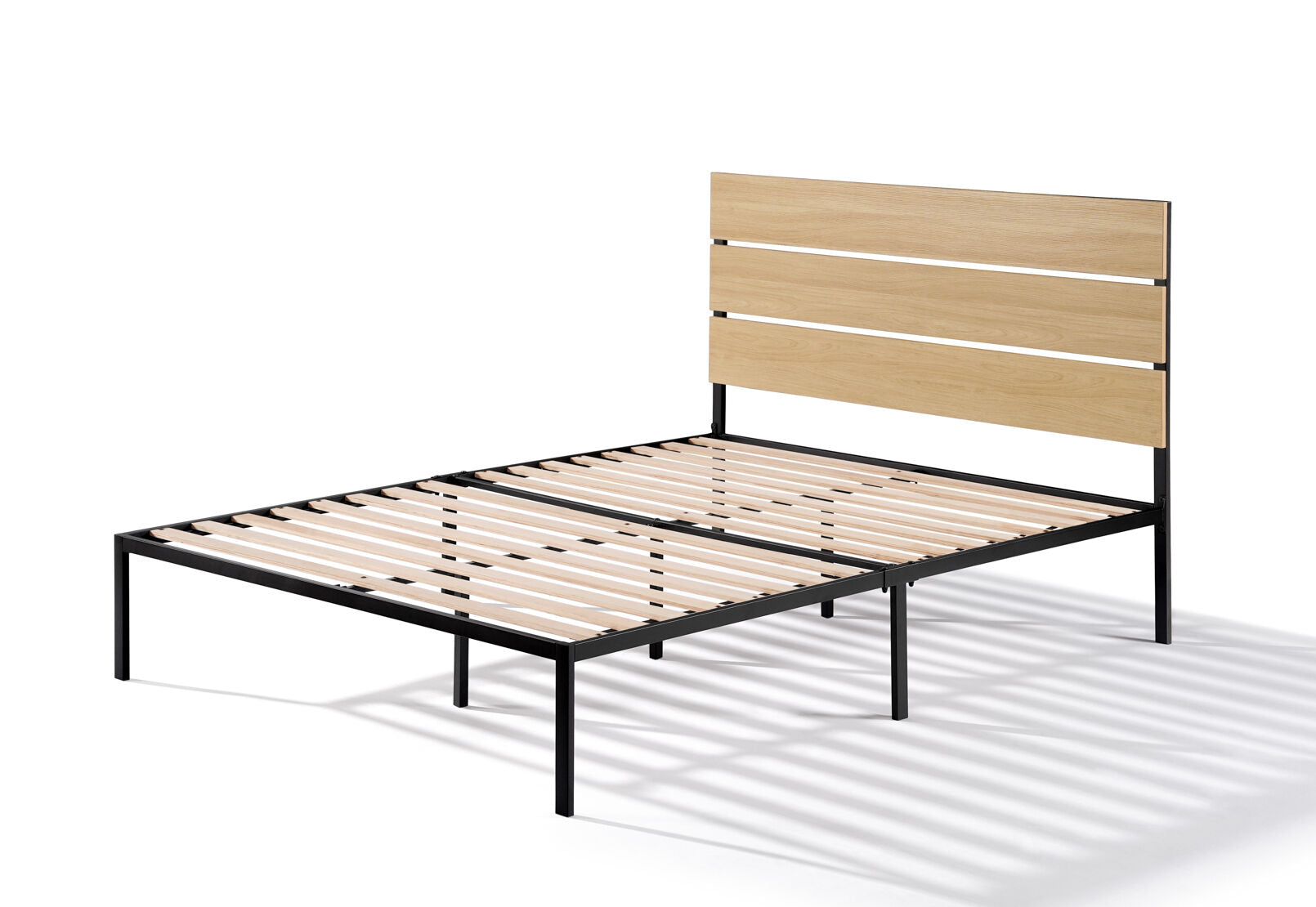 DENNIS QUEEN BED BLACK/NATURAL