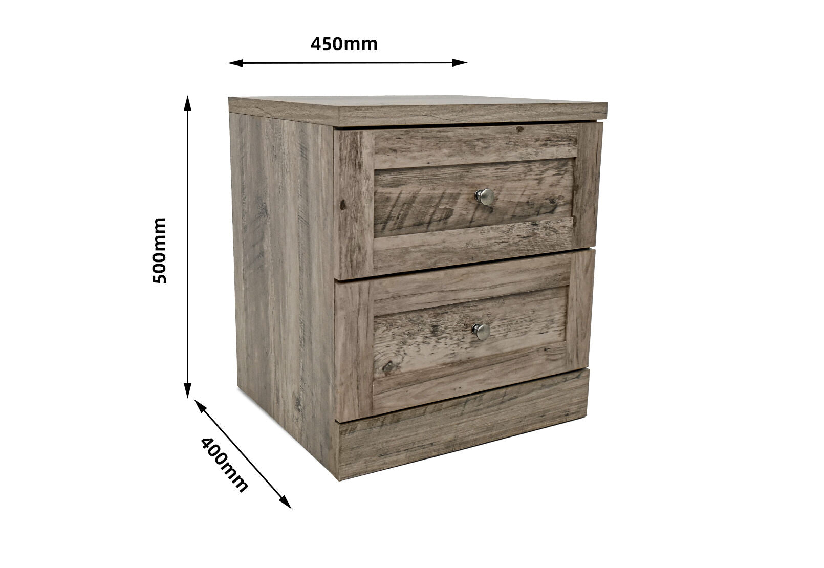 ALYO 2 DRAWER BEDSIDE ASH