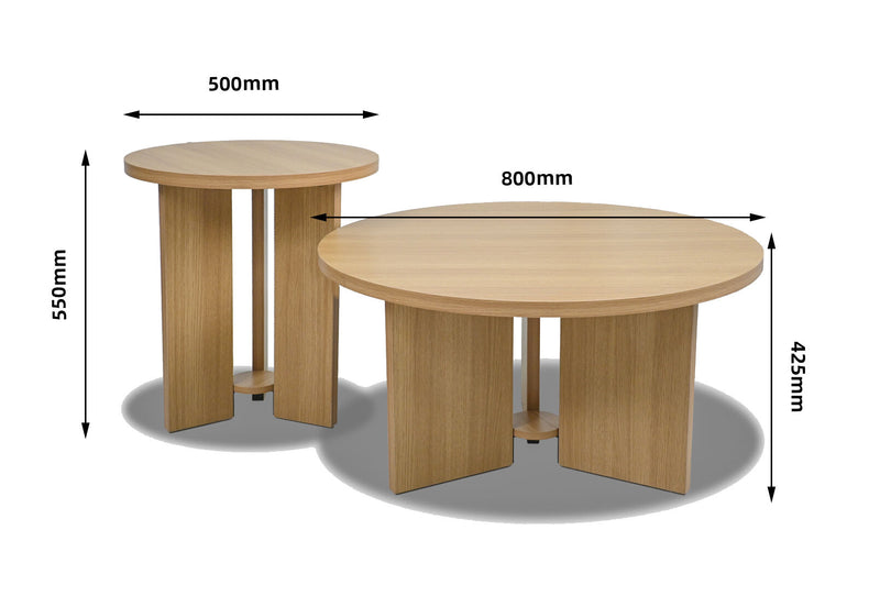 OLIVIER SET OF 2 COFFEE TABLES 	NATURAL