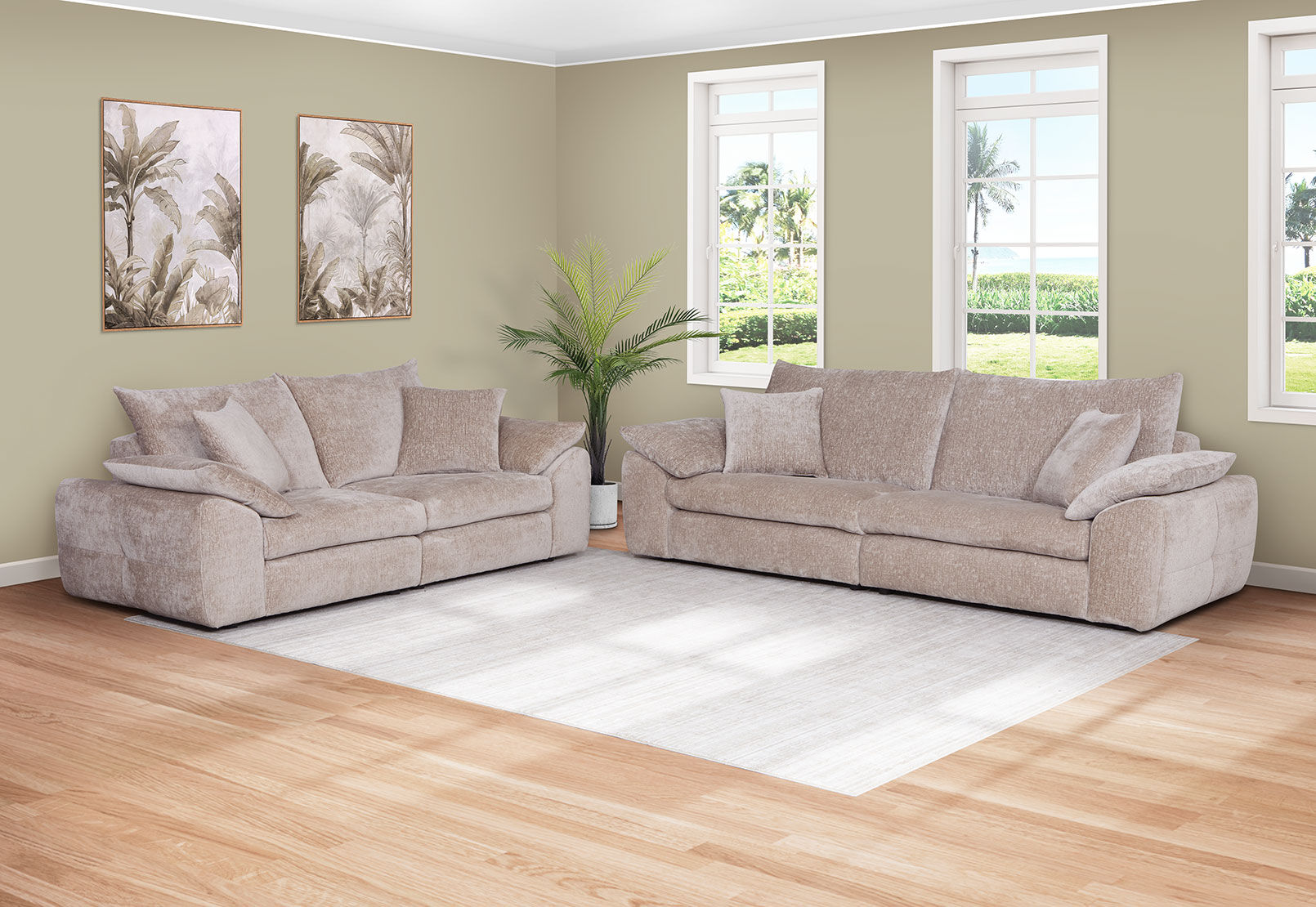 MARLENE FABRIC 2 SEATER SOFA TAUPE