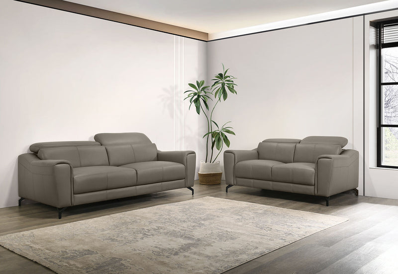 PELOSI LEATHER 2 SEATER SOFA 	MID GREY