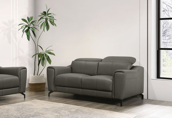 PELOSI LEATHER 2 SEATER SOFA 	DARK GREY