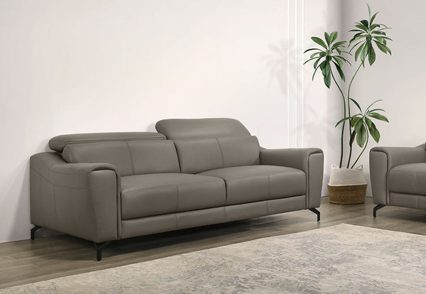 PELOSI LEATHER 3 SEATER SOFA 	MID GREY