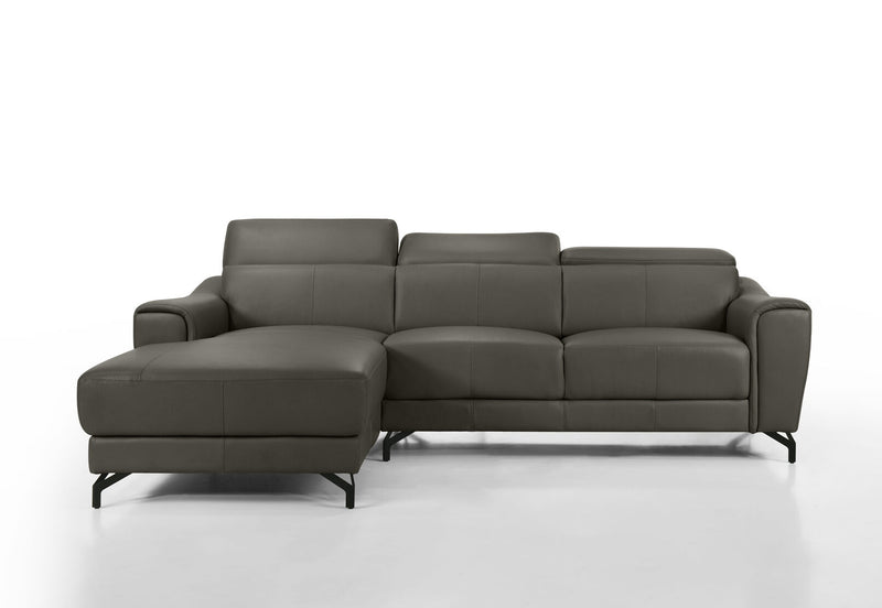 PELOSI LEATHER 3 SEATER LHF CHAISE MID GREY