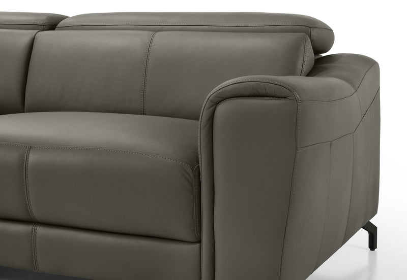 PELOSI LEATHER 3 SEATER LHF CHAISE MID GREY