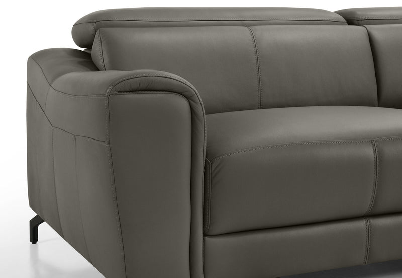 PELOSI LEATHER 3 SEATER RHF CHAISE MID GREY