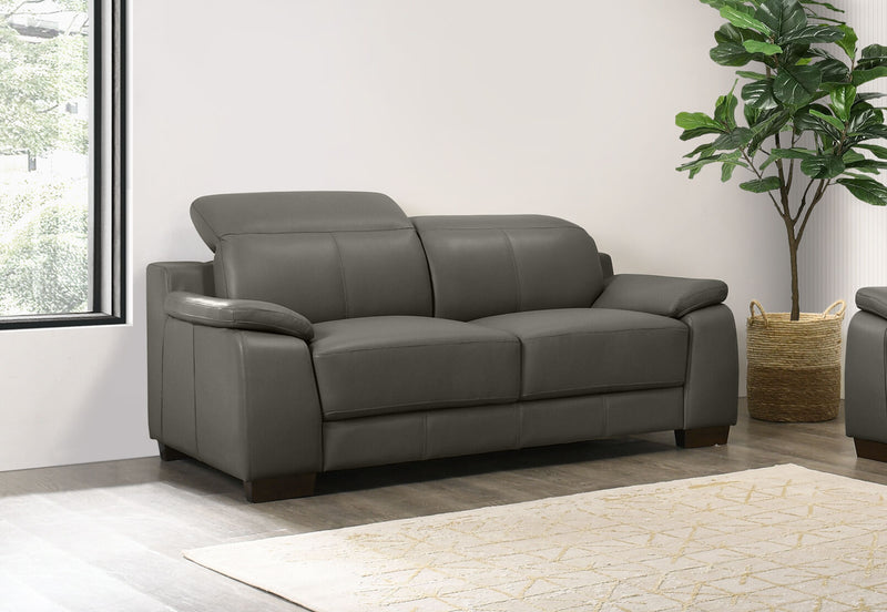 ESCHER LEATHER 2 SEATER SOFA 	DARK GREY