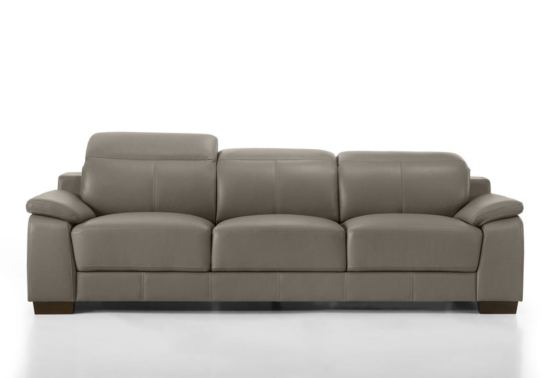 ESCHER LEATHER 3 SEATER SOFA 	MID GREY