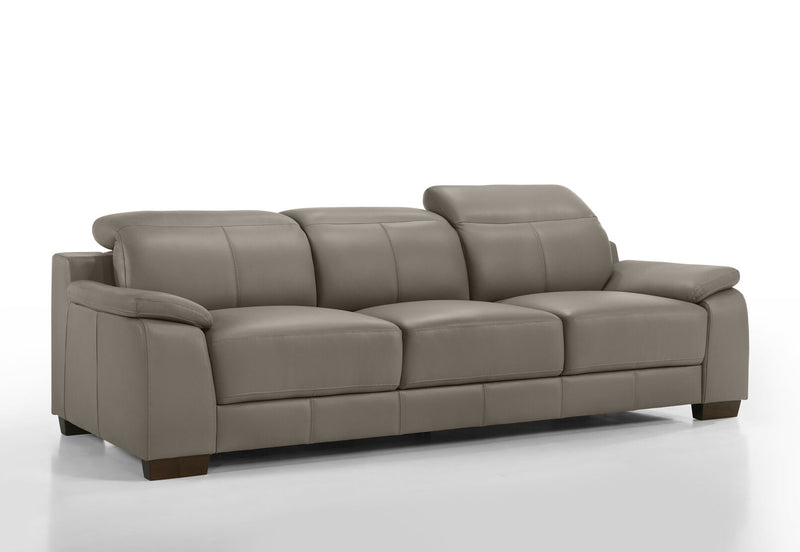 ESCHER LEATHER 3 SEATER SOFA 	MID GREY