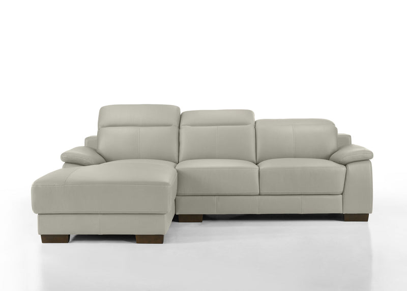 ESCHER LEATHER 3 SEATER LHF CHAISE LIGHT GREY