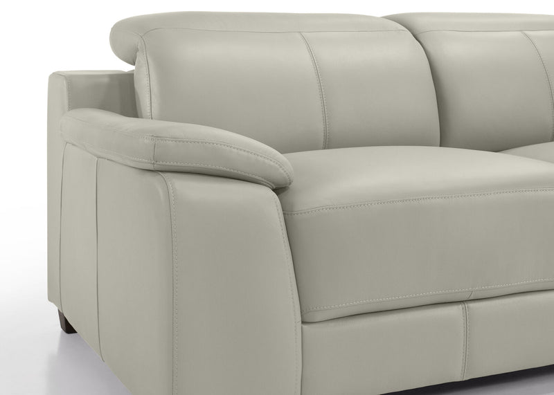 ESCHER LEATHER 3 SEATER LHF CHAISE LIGHT GREY