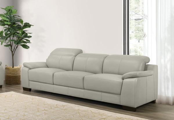 ESCHER LEATHER 3 SEATER SOFA 	LIGHT GREY