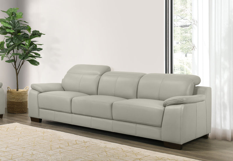 ESCHER LEATHER 3 SEATER SOFA 	LIGHT GREY