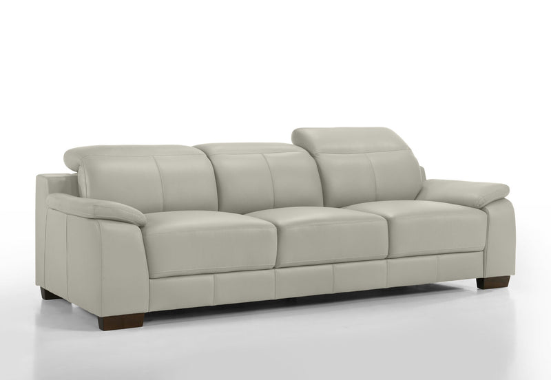 ESCHER LEATHER 3 SEATER SOFA 	LIGHT GREY