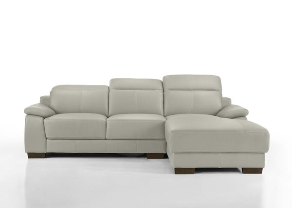 ESCHER LEATHER 3 SEATER RHF CHAISE LIGHT GREY