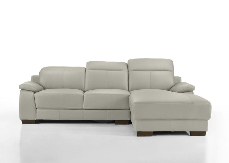 ESCHER LEATHER 3 SEATER RHF CHAISE LIGHT GREY
